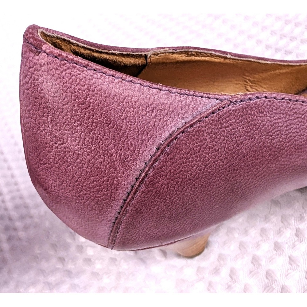 Miz Mooz Felicity Purple Leather Pleated Twist Toe Pump 8.5 Cone Heel - Picture 7 of 16